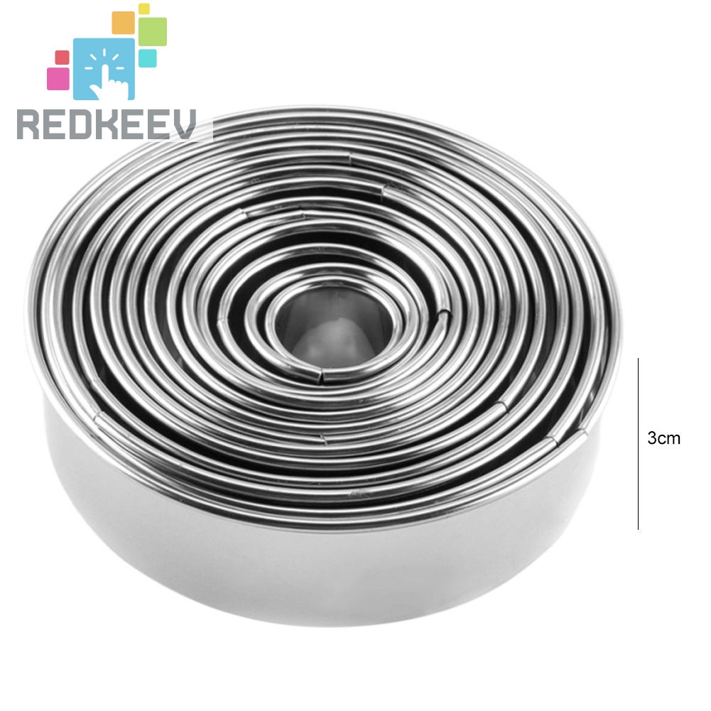 Bộ 14 khuôn làm bánh xếp hình tròn bằng thép không gỉ