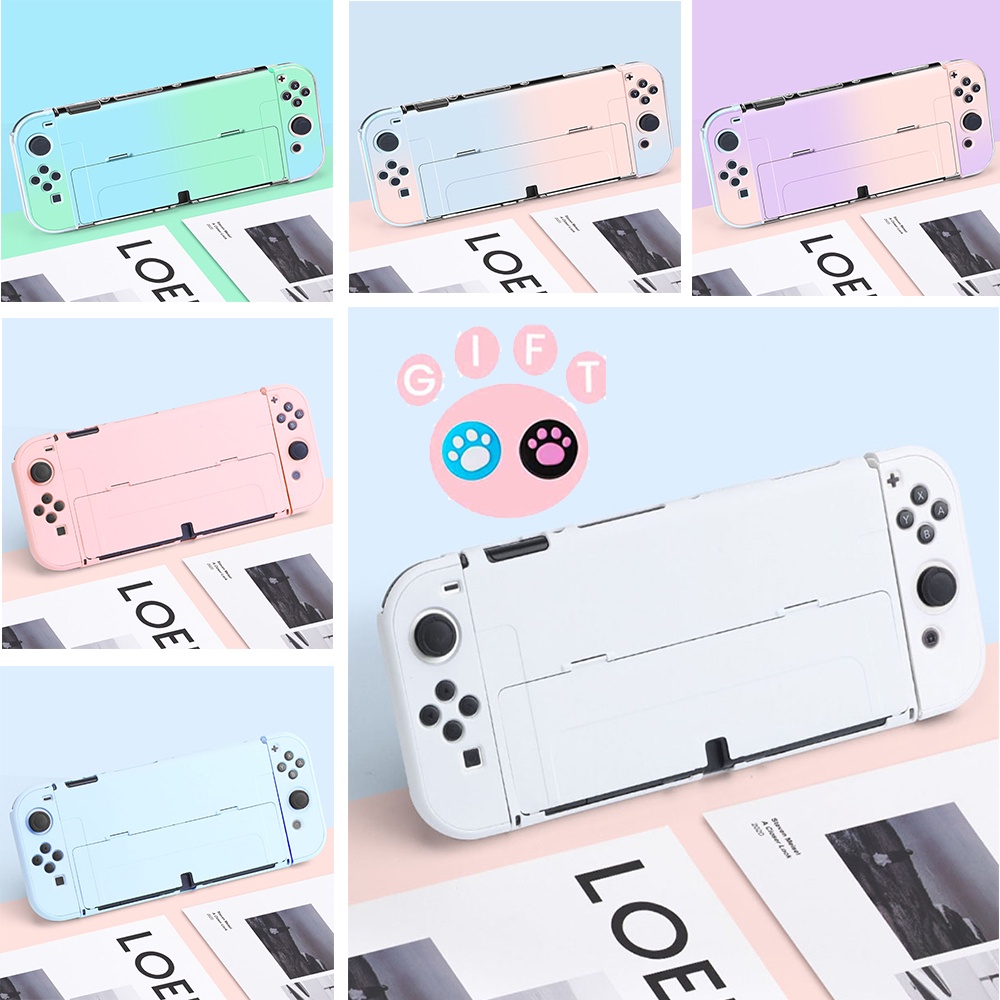 Vỏ PC cứng màu gradient chống nước bảo vệ cho tay cầm chơi game Nintendo Switch OLED 2021