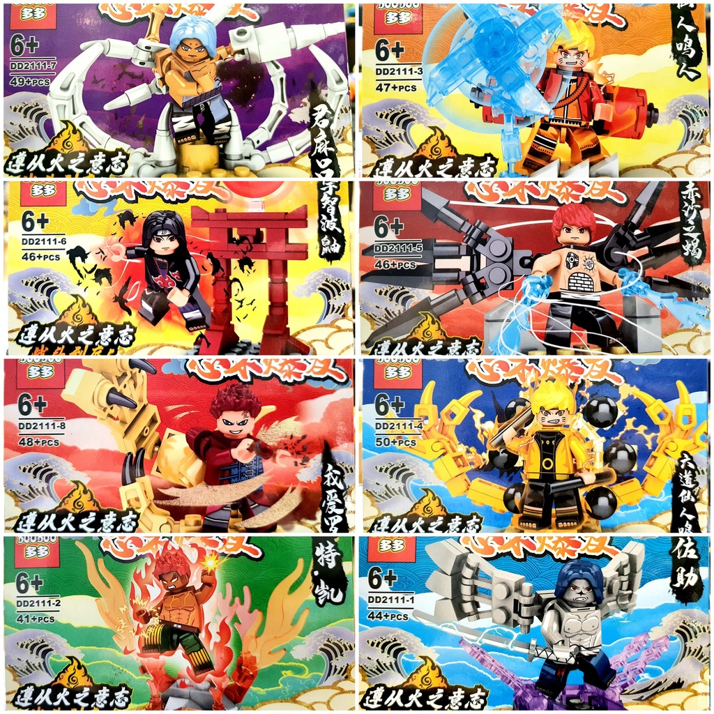 Lego naruto lục đạo tiên nhân cùng các nhân vật itachi, gai, sasori,sasuke nguyền ấn
