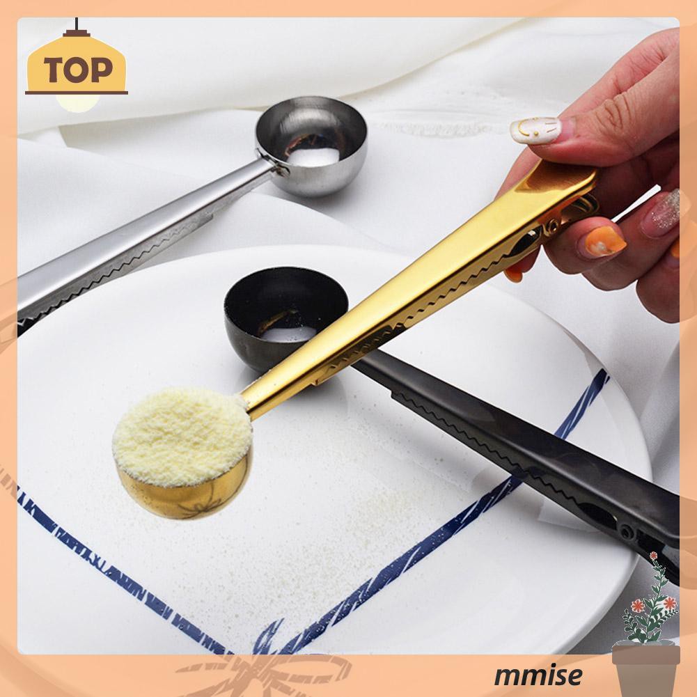 Mmise Tea Coffee Measuring Cup Scoop with Portable Bag Seal Clip Kitchen Supplies