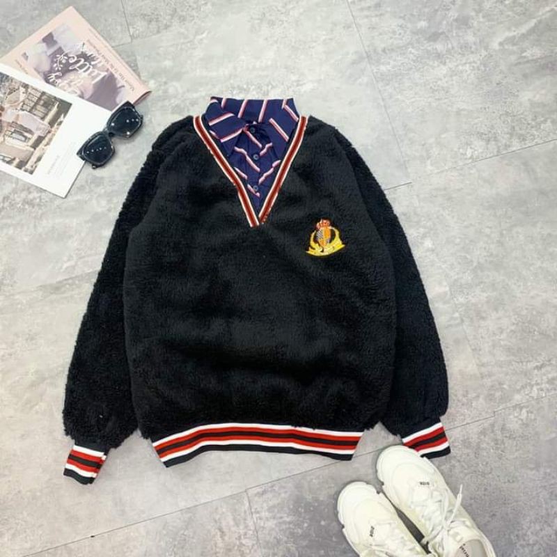 ÁO LÔNG ĐEN CỔ BẺ [fs50k]