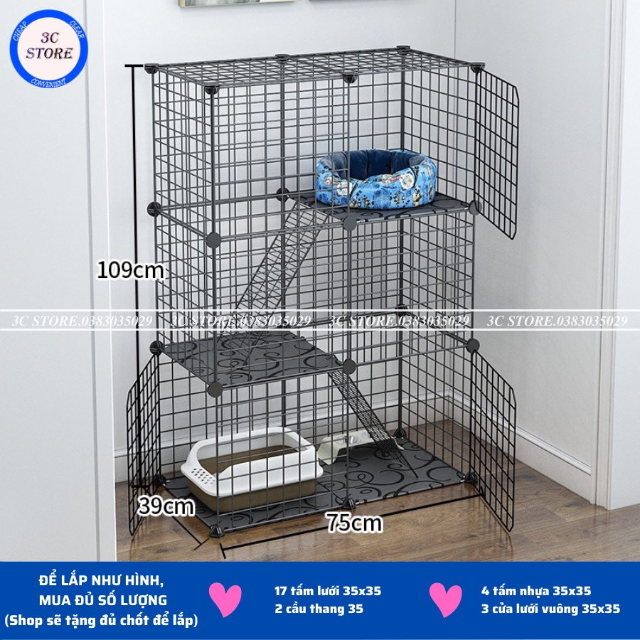 TẶNG CHỐT Tấm lưới - Chuồng Quây Cho Thú Cưng, Chó Mèo - Lắp Ghép (Bán lẻ theo tấm)