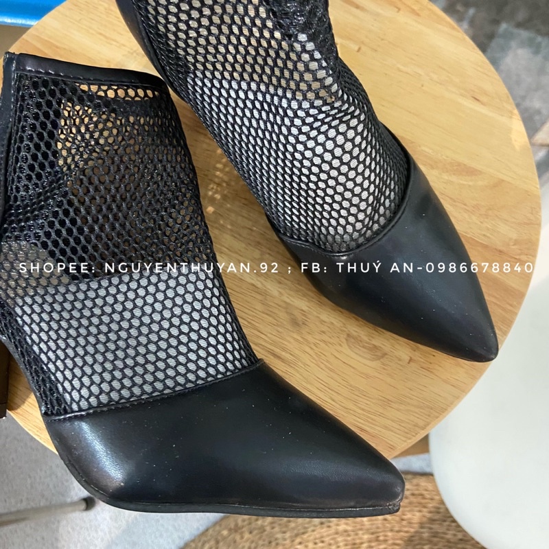 Bốt lưới mũi nhọn gót 7cm