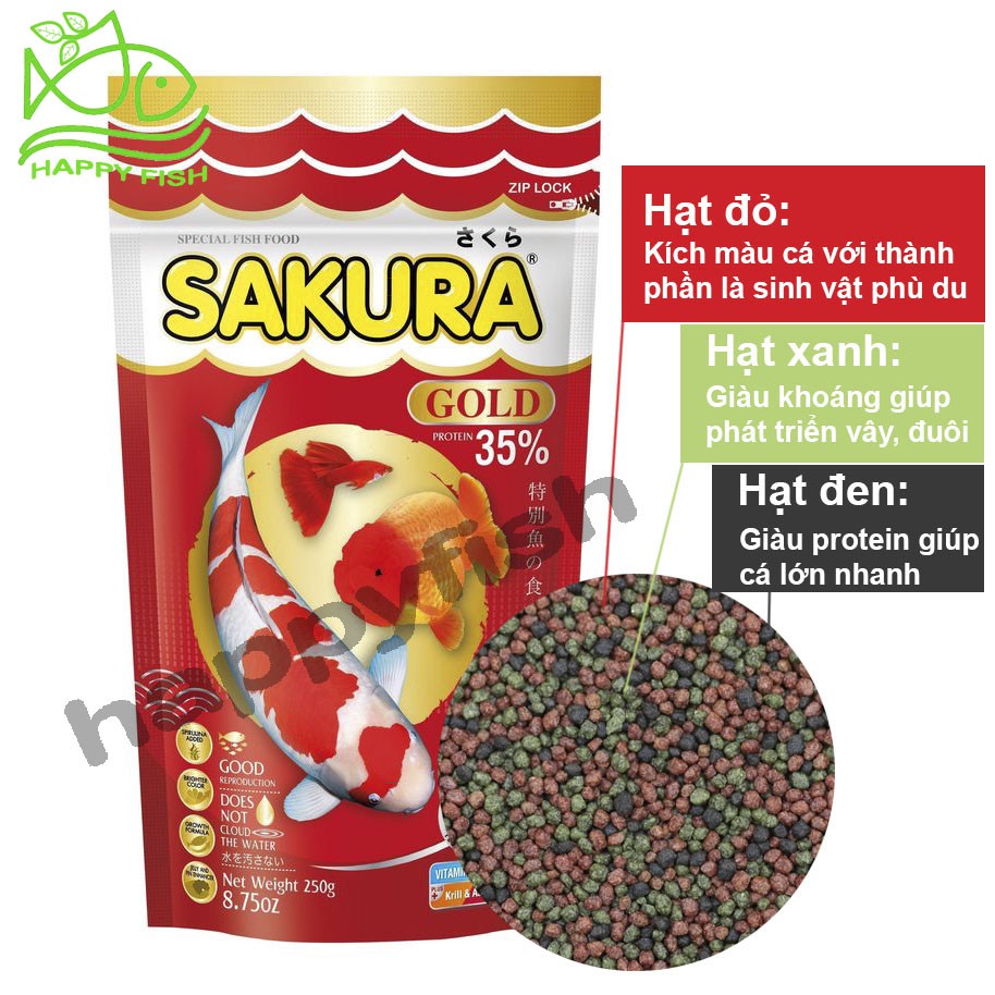 Thức Ăn Cá Sakura Gold 500g, 100g - Cám Cá Koi, cá vàng...