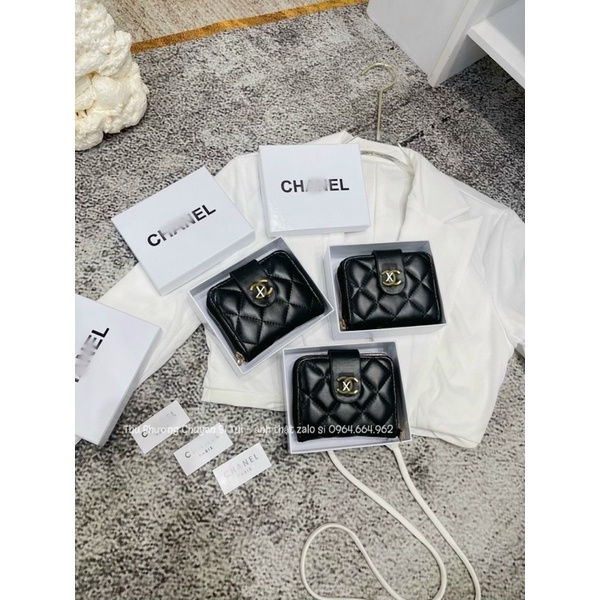 Ví mini nữ cầm tay, Ví nhỏ gọn đựng thẻ logo vàng (hàng chuẩn ảnh)