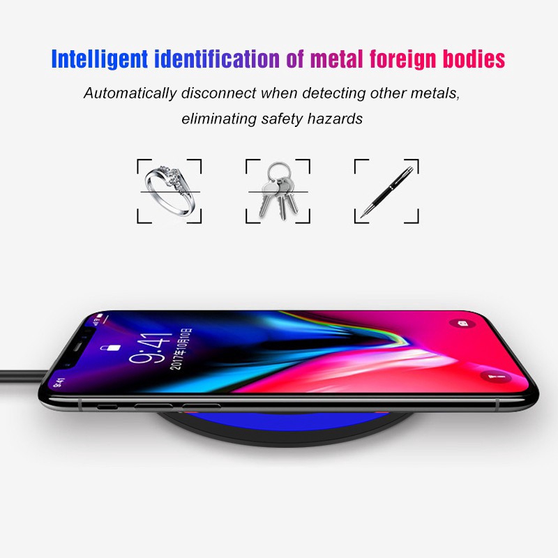 Đế Sạc Nhanh Không Dây Mini 5w Cho Iphone 8 Plus X Xr Xs Max Samsung Galaxy S9 S8 Note 8 9 S7