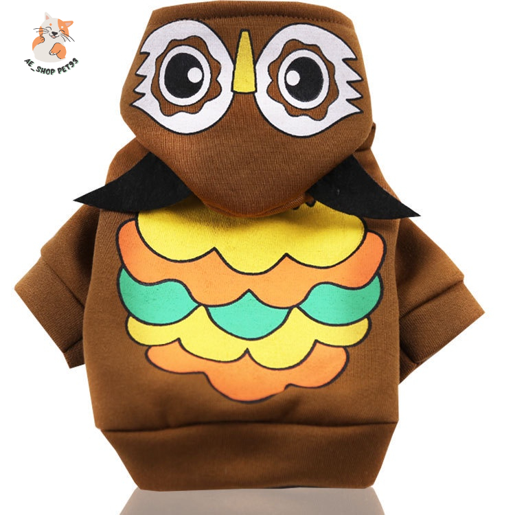 Áo chó mèo hình thú có mũ chất nỉ - Quần áo chó mèo thú cưng