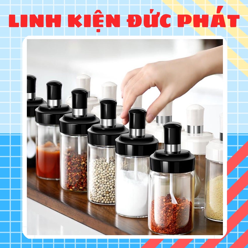 Hũ đựng gia vị, lọ đựng gia vị kèm muỗng, thìa - Dung tích 250ml