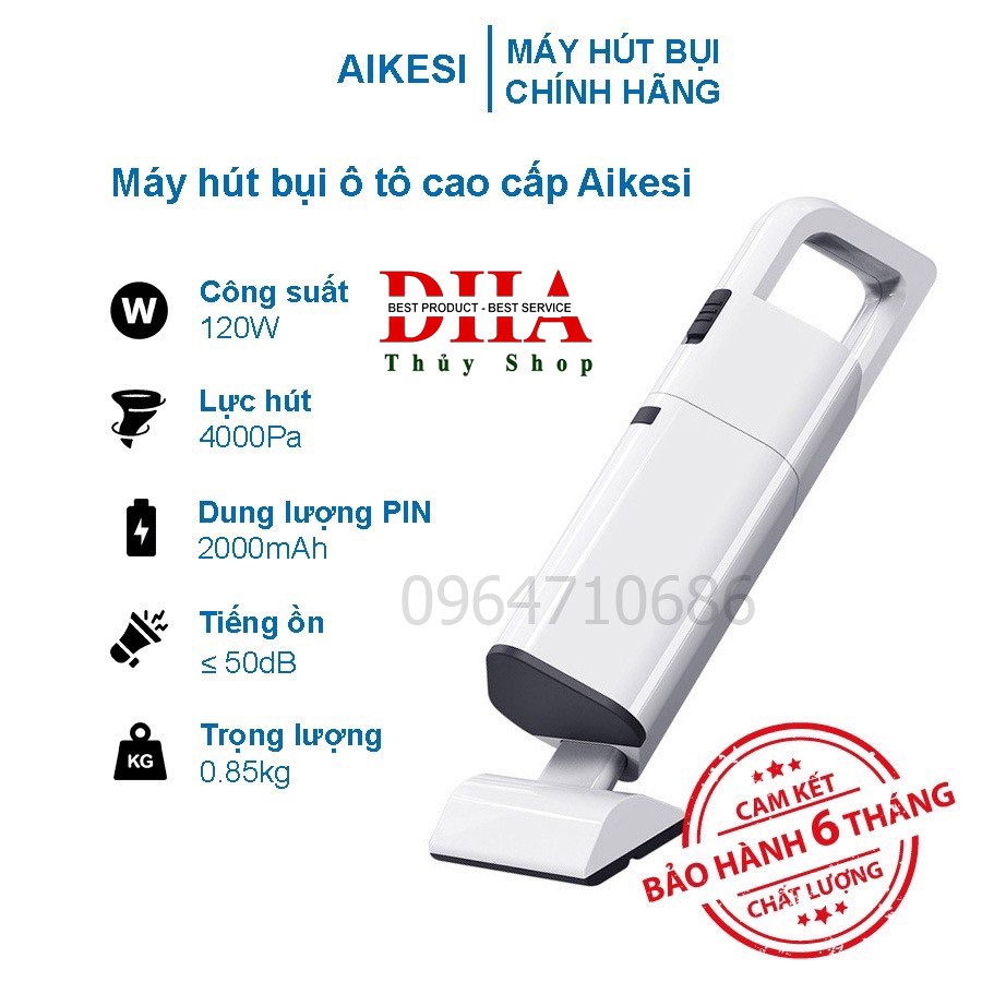 [AIKESI] MÁY HÚT BỤI Ô TÔ AIKESI CÔNG SUẤT 120W LỰC HÚT 400PA PIN 2000AH KÈM 4 ĐẦU CHUYÊN DỤNG, BẢO HÀNH 6 THÁNG.