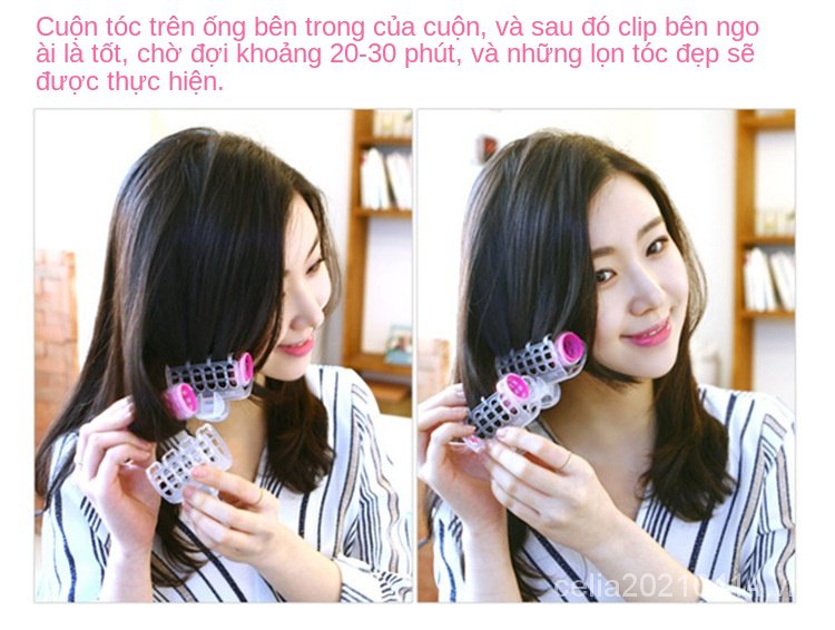 [Hàng mới về] Lô uốn tóc mái tự dính bằng nhựa kiểu ma thuật tiện dụng