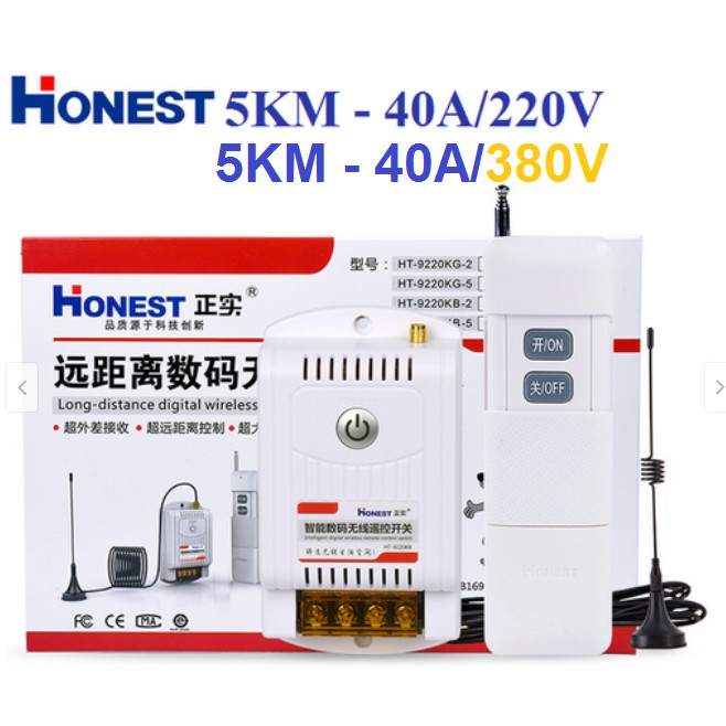 Công Tắc Điều Khiển Từ Xa 5 Km Honest HT9220KG-5 với Nguồn 220V & Honest HT9380-KG5 với Nguồn 380V