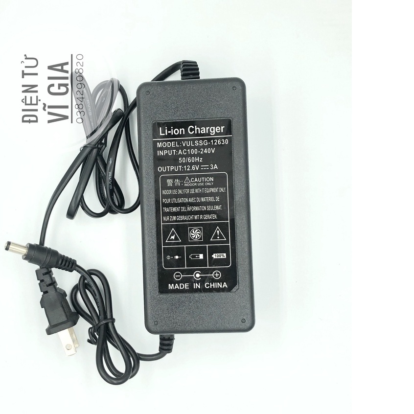 Sạc 3S 12.6V - 3A có quạt dùng cho Pin Li-ion (Lithium-ion) , Có Đèn Báo Đầy Pin