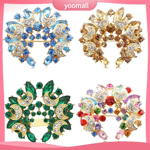 Ghim Cài Áo Hình Trăng Khuyết Phối Đá Nhân Tạo Thời Trang Cho Nữ