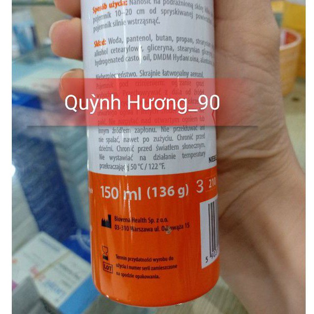 Xịt Panthenol giúp giảm cháy nắng,bỏng da.