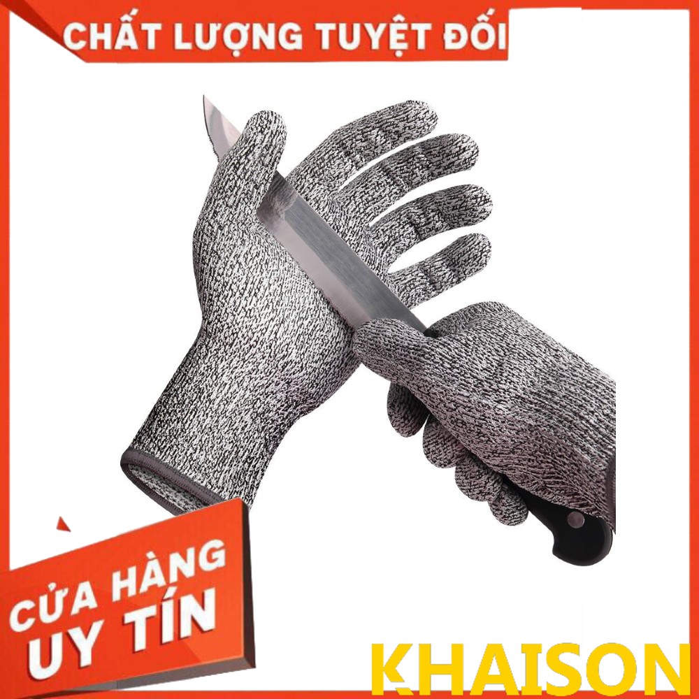 Găng tay bảo hộ chống cắt 5 cấp độ HPPE màu xám đủ size S, M, L