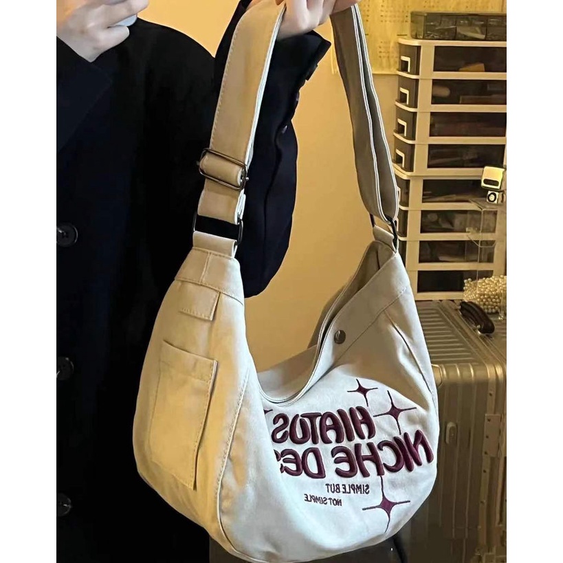 Panben FUNBEN Túi Xách Canvas Cỡ Lớn Thêu Họa Tiết Thời Trang Mùa Hè