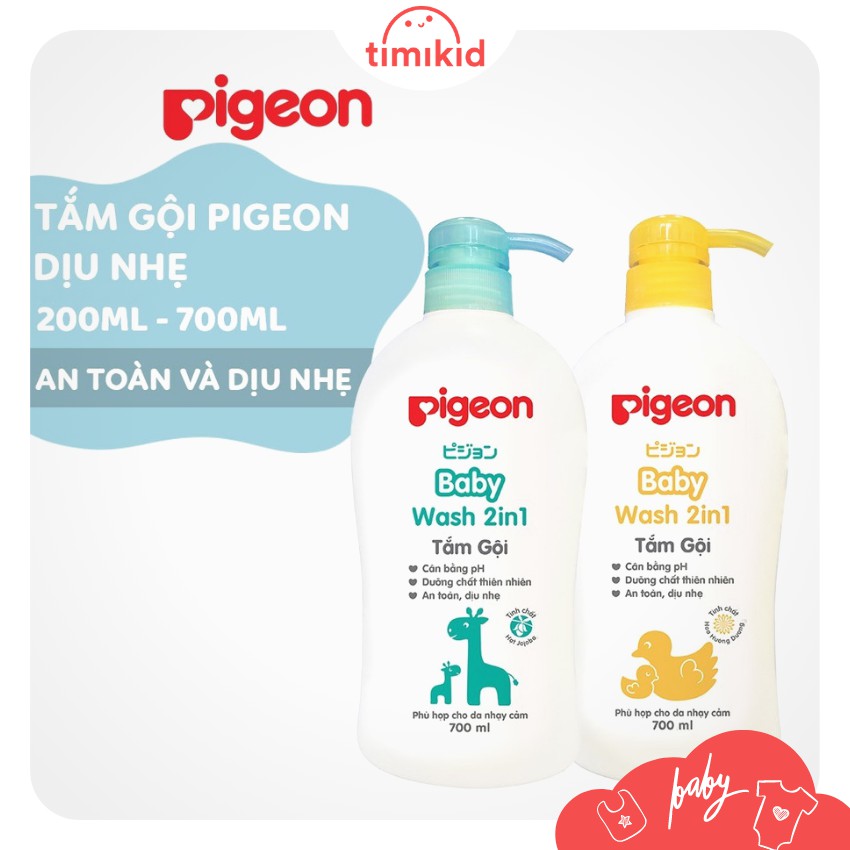 [CHÍNH HÃNG] Tắm gội dịu nhẹ 2 in 1 cho bé Pigeon 200ml-700ml Hoa hướng dương/Jojoba - Timikid Store