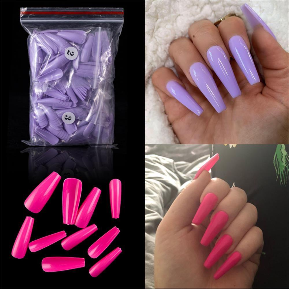 Set 500 Móng Tay Giả Bằng Acrylic Màu Sắc Kẹo Ngọt Ốp