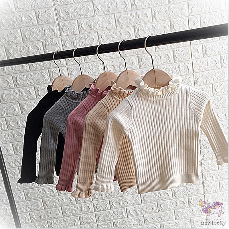 Áo Sweater Dệt Kim Dáng Ôm Co Giãn Xinh Xắn Cho Bé Gái Phong Cách Hàn Quốc