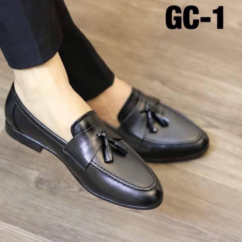 Giày tây công sở nam da bò chuẩn 100% chuông đen trơn