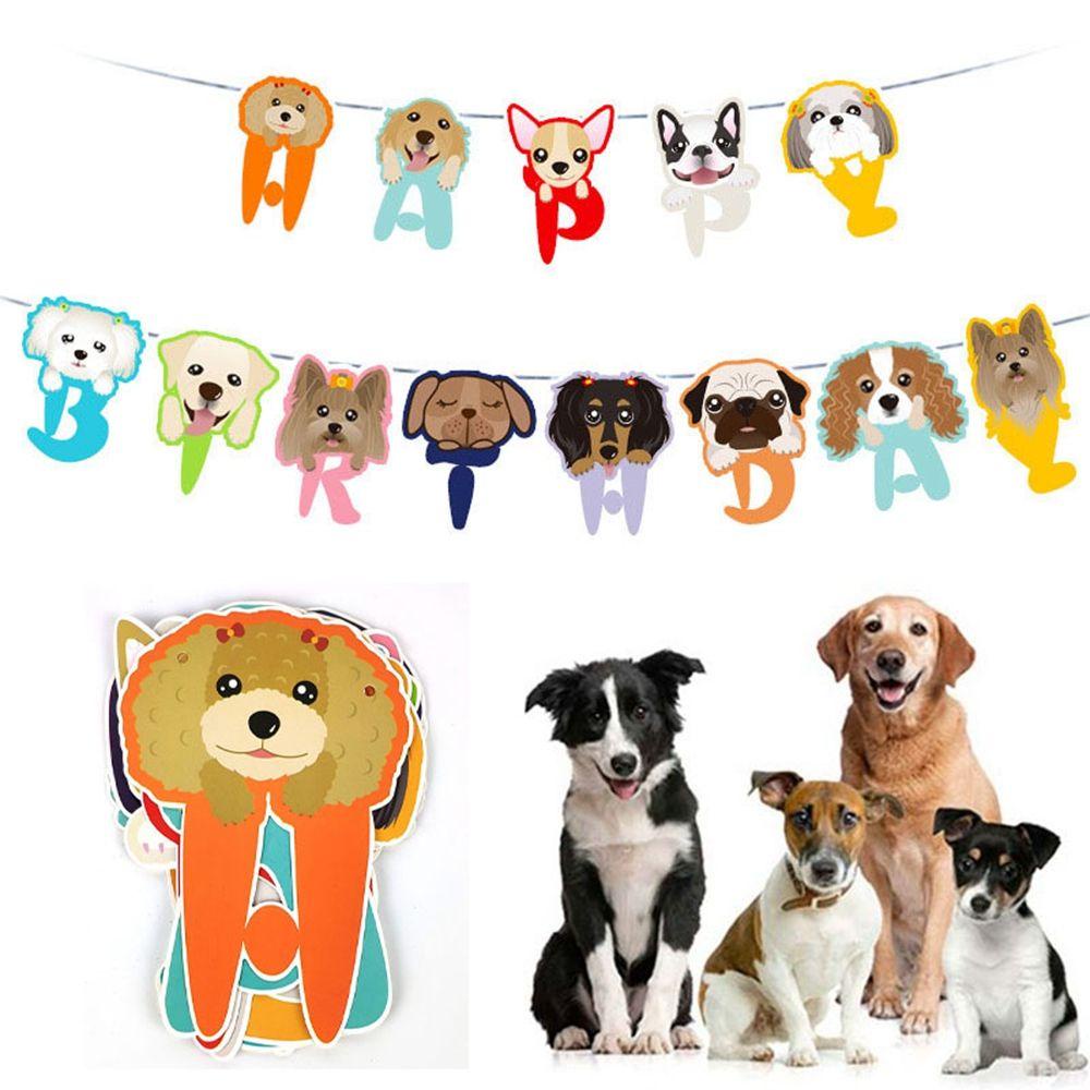 Dây Treo Trang Trí Tiệc Sinh Nhật Hình Chú Chó Màu Ngà Xinh Xắn
