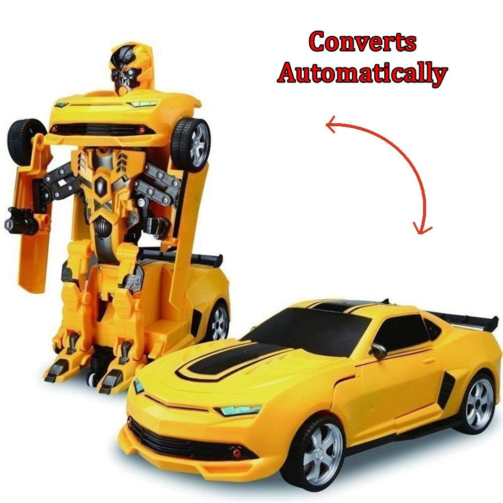 Đồ chơi Robot biến hình thành xe hơi Sports car Transforming màu vàng có nhạc đèn