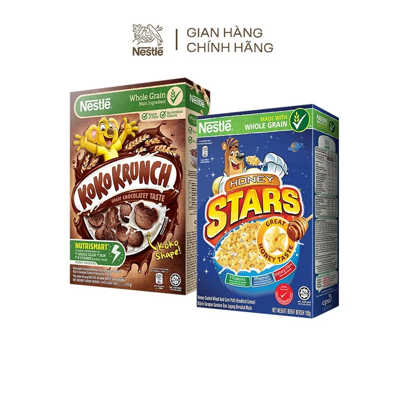 Combo 2 hộp ngũ cốc ăn sáng Nestlé® : 1 hộp Koko Krunch (170g) + 1 hộp Honey Stars (150g)