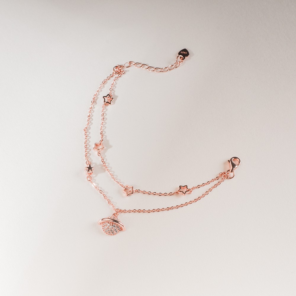 Lắc Tay Bạc Nữ Mon Lilas Hồng Đính Đá V0920005