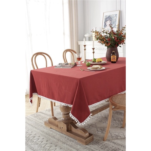 BST Khăn trải bàn phong cách Châu âu, table runner để trang trí nhà cửa chất liệu vải cotton pha