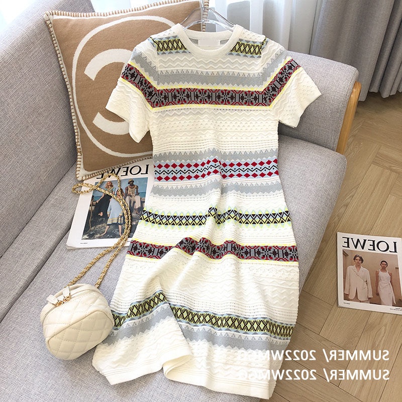 Đầm Dệt Kim Chanel Tay Ngắn Dáng Ôm Vải Lụa Mát Thời Trang Mùa Hè Cho Nữ