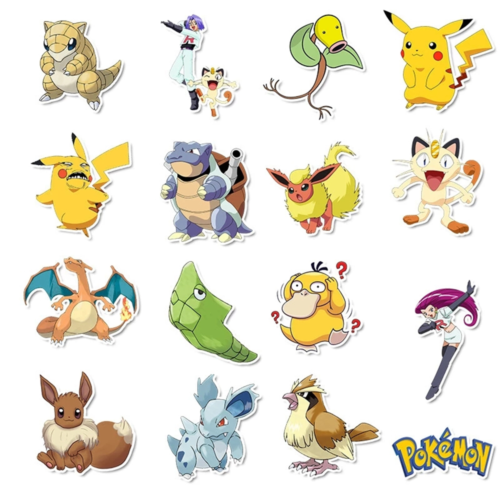Set 50 Miếng Dán Trang Trí Hình Pokemon Đáng Yêu