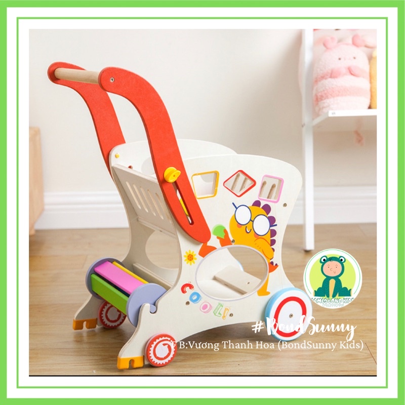 Xe đẩy tập đi bằng gỗ cho bé đa năng siêu dễ thương cho bé - BondKids