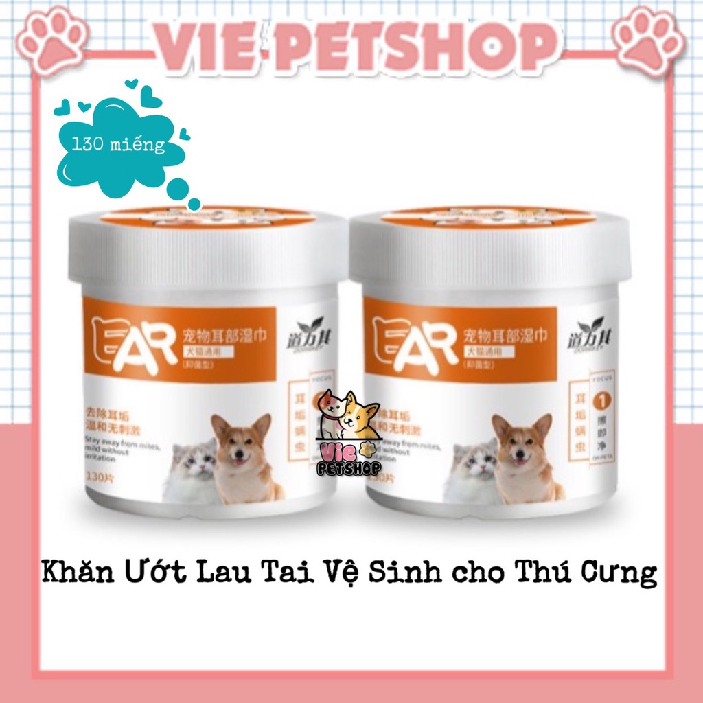 Khăn Ướt Vệ Sinh Tai cho Chó Mèo Dorrikey hộp 130 miếng | Vie PETSHOP