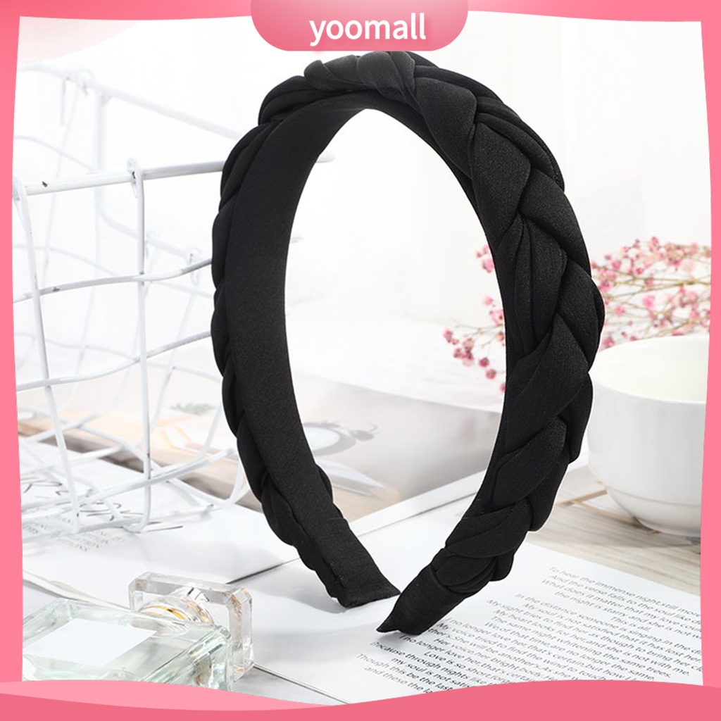 Băng Đô Cài Tóc Bằng Vải Satin Màu Trơn Thắt Nút Dành Cho Nữ