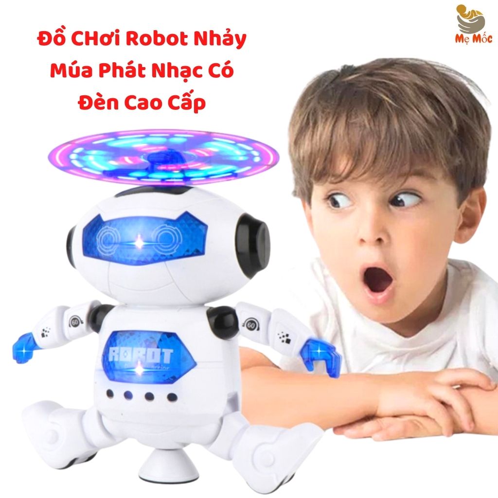 Đồ Chơi Robot Biết Nhảy Múa Phát Nhạc, Xoay 360 Độ Có Đèn Nhiều Màu Cao Cấp Cho Bé, Shop Mẹ Mốc ,RBNM