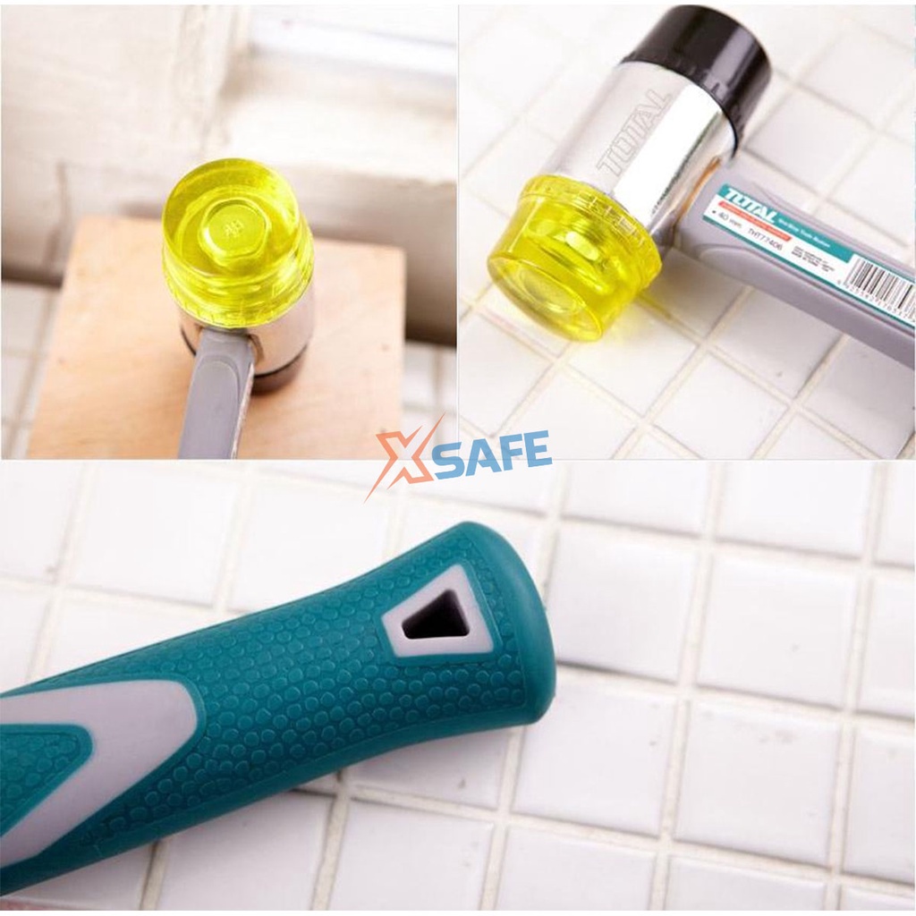Búa 2 đầu nhựa và cao su TOTAL THT77406 đường kính đầu búa 40mm, cán búa nhựa ABS siêu bền chắc - chính hãng