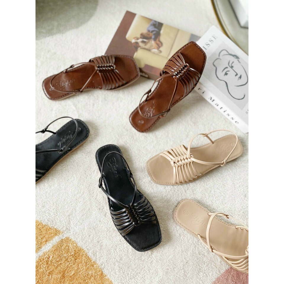 Giày Sandal Nữ- Giày Sandal Tigish Trệt Đan Rọ Cute Cho Mùa Du Lịch Hè