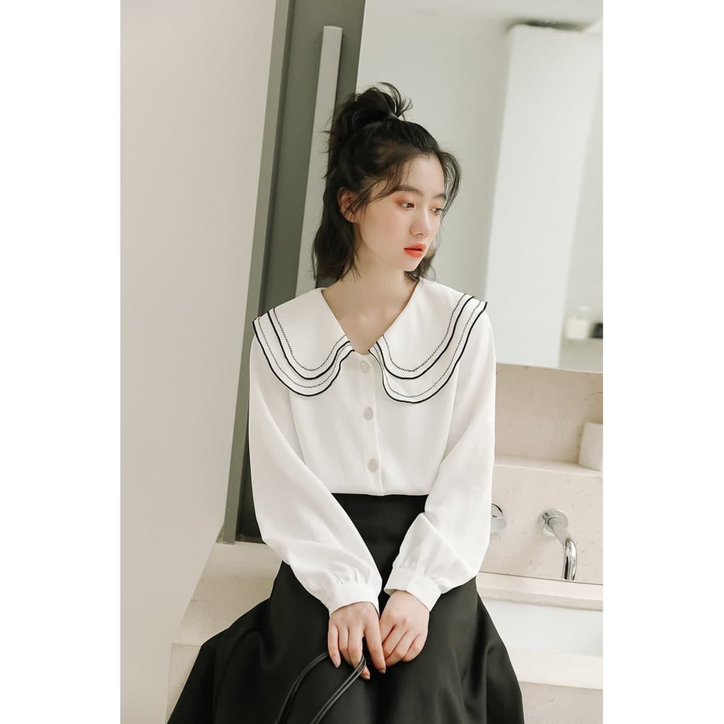 Áo sơ mi Nữ công sở | Áo Sơ Mi Nữ Cổ sen - Hàng Thiết Kế FREESHIP | BigBuy360 - bigbuy360.vn