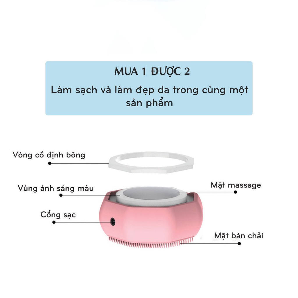 Máy rửa mặt mini đẩy tinh chất massage mặt kèm chế độ nâng cơ mặt 4 chức năng