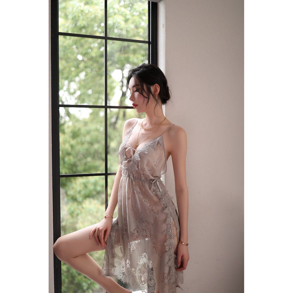 Đầm ngủ sexy đồ ngủ nữ ren gợi cảm xuyên thấu MINALADY cao cấp giá rẻ nhiều màu Đỏ, Đen, Trắng, Xám - XẺ HÔNG | BigBuy360 - bigbuy360.vn