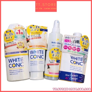 Trọn bộ dưỡng da white conc japan - sữa tắm, sữa dưỡng thể, kem dưỡng da, tẩy da chết.