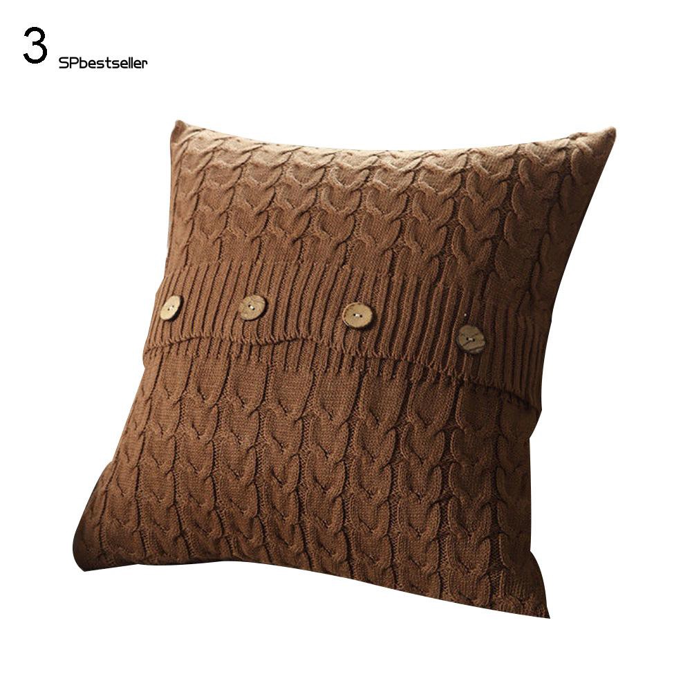 Vỏ gối vuông đan len liền mạch phong cách độc đáo