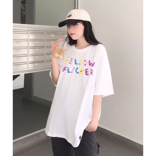Áo thun trắng nam nữ freesize chữ bảy màu siêu cute