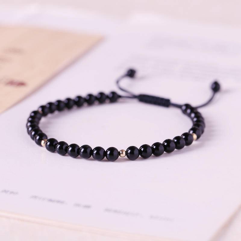 Vòng Tay Chuỗi Hạt Đá Obsidian Tự Nhiên Thời Trang Hàn Quốc Dễ Phối Đồ