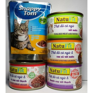Combo - 4 lon NatuFit 160g mix vị tặng 1 túi pate Snappy Tom 85g (ngẫu nhiên)