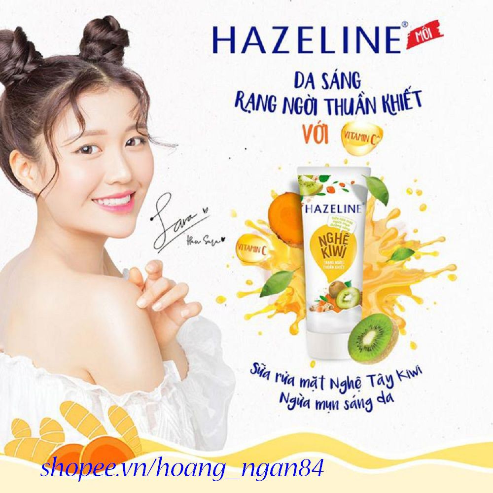 Sữa Rửa Mặt 50g Hazeline Nghệ Kiwi Ngừa Mụn Dưỡng Sáng Chính Hãng.