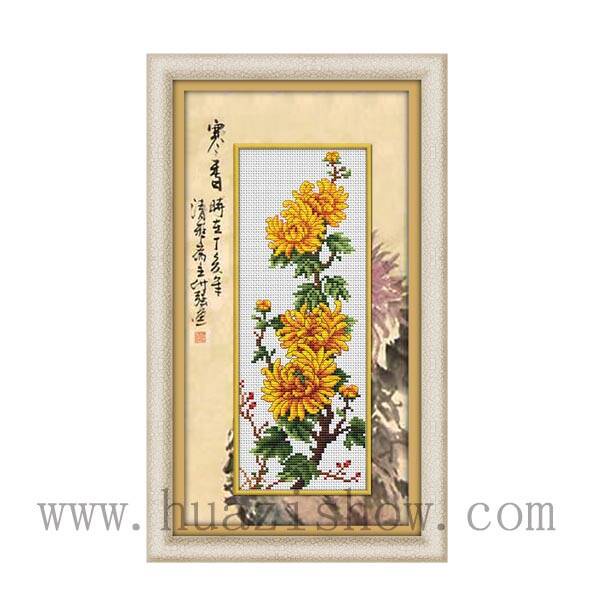 Thanh lí tranh thêu chữ thập không in màu trên vải - mẫu hoa cúc 66014