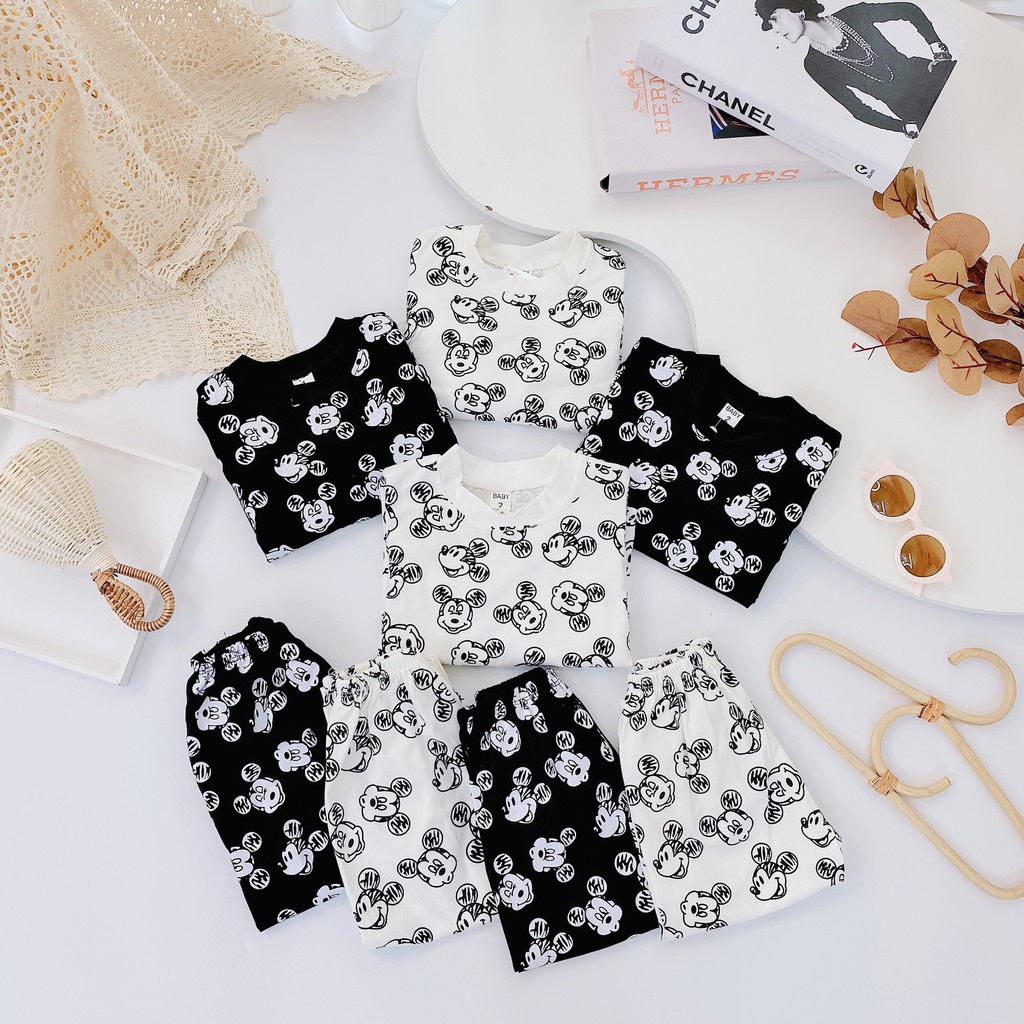 (8-18kg) Đồ bộ quần áo dài tay cho bé hình chuột, quần áo thu đông cho bé BH008