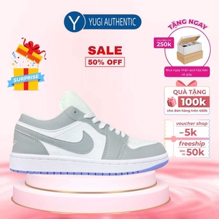 Giày Jordan xám trắng đế xanh, Giày Jordan 1 cổ thấp JD grey xám đế xanh bản đẹp full box bill tặng box bảo vệ-yugi19988