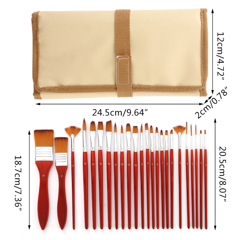 Bộ Cọ Vẽ Tranh Sơn Dầu Acrylic 24 Kiểu Chuyên Nghiệp